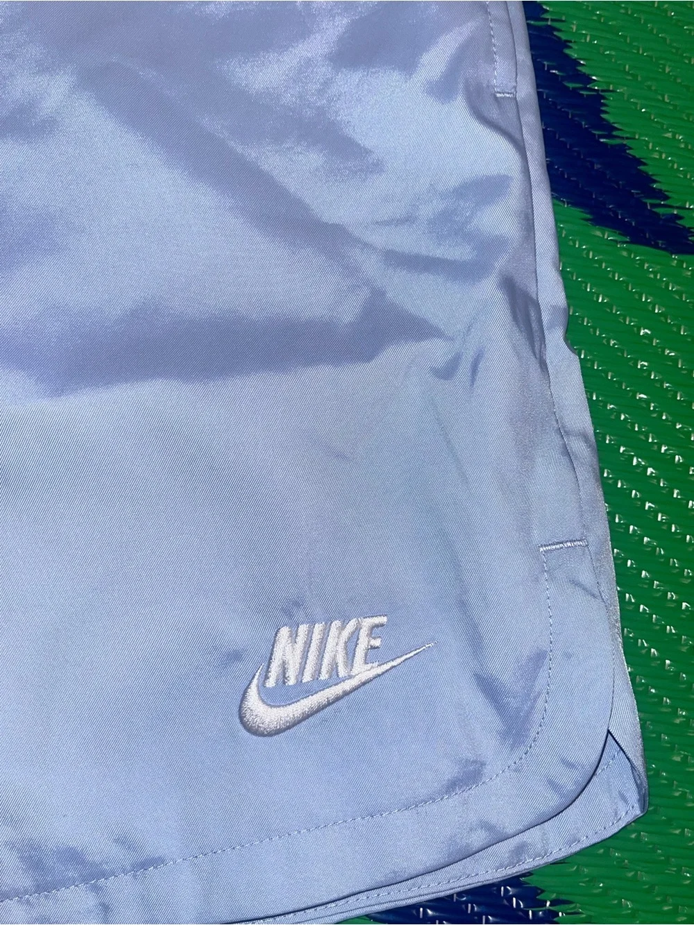Nike Light Blue Men's Swim Trunks with White Drawstring
